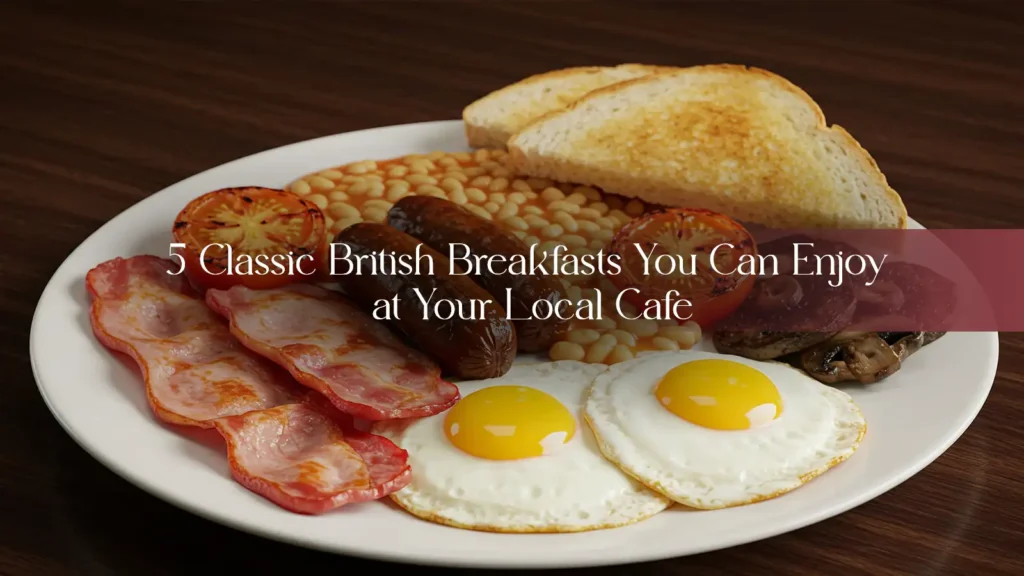 A classic British breakfast served at a cosy London café.